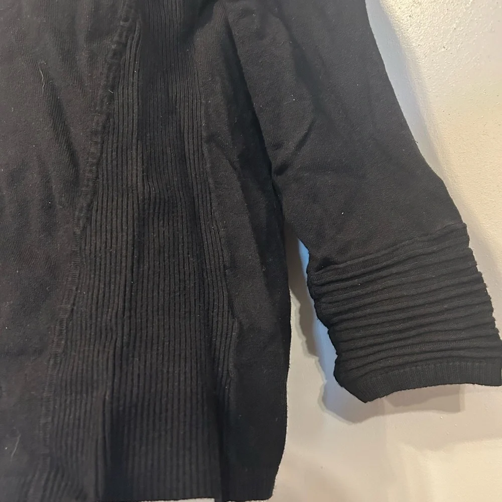 Tribal Black Crew Neck Sweater Shoulder and Side Detail 3/4 Sleeve Size L - Picture 6 of 10